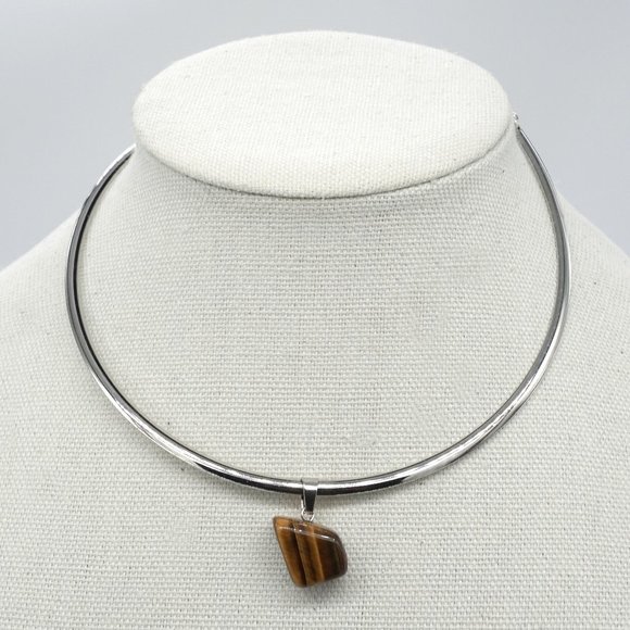 Choker Necklace with Genuine Tiger's Eye Stone. - Picture 1 of 3